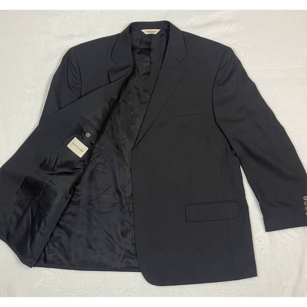 Pronto Uomo Men's Black 100% Wool‎ Blazer Jacket Classic Style – Size 48 Regular